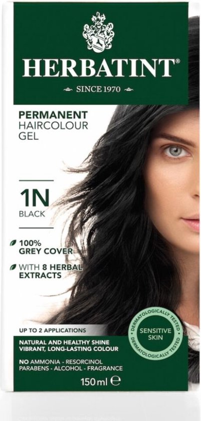 Foto: Herbatint 1n zwart haarverf biologisch permanente vegan haarkleuring 8 plantenextracten 150 ml