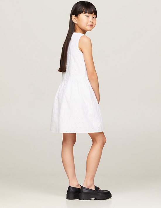Tommy Hilfiger BRODERIE ANGLAISE MONOGRAM DRESS Robe Filles - White - Taille 14