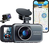 Heuts Goods - Dual Dashcam - Dashcam voor auto - Ultra 4K & 1080P - Voor en Achter Camera - WiFi en GPS - 3 inch met App - Sony Sensor - Inclusief 64GB SD Geheugenkaart - Nachtzicht - 24h Parkeerbewaking - G Sensor - Loop Opname