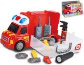 Brandweerauto en Brandweerkoffer 2 in 1 - Tachan - Speelgoedauto met Brandweerspullen - Met Licht en Geluid - 9-Delig - Inclusief Batterijen