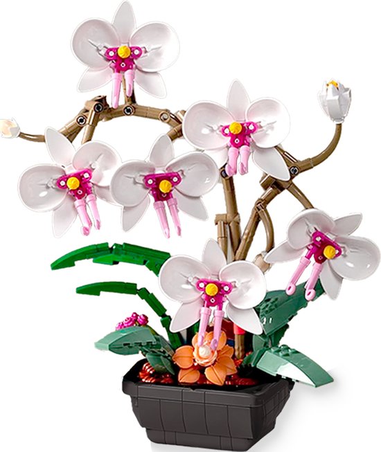 Foto: Questmate bloemen bouwset orchidee roze bloemenboeket kunstbloemen set voor volwassenen