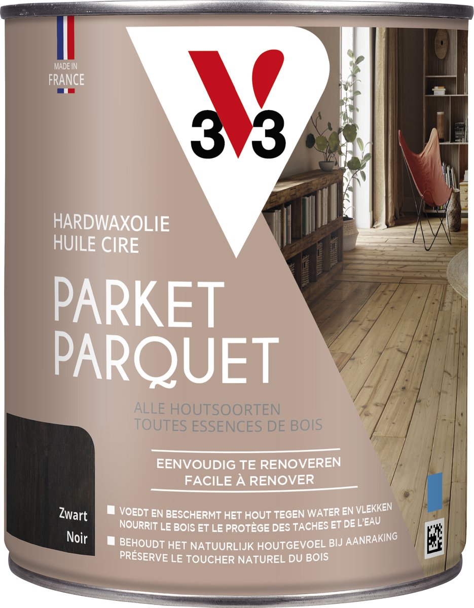 V33 Parket - Zwart - 1 l - 30 m²/l
