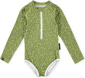 Beach & Bandits - UV-zwempak voor meisjes - Lange mouw - UPF50+ - Endless Palms - Groen - maat 104-110cm