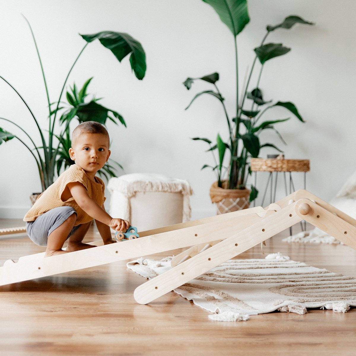 Ette Tete Sipitri - Houten klimrek met glijbaan - 2 segmenten - Open Ended play - Montessori - Klimtoren - Inklapbaar - Duurzaam — afbeelding 8