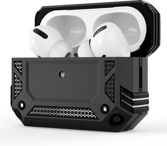 Nuvex Hoesje Geschikt voor Airpods 2 Pro Armor Case Zwart Oplaadcase Beschermhoesje Oordopjes Cover