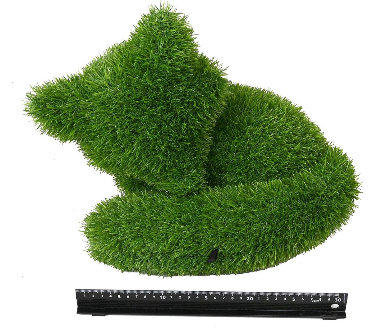 Grasdier -Liggende vos 35 cm-grasfiguur-tuinknuffel-grasdieren-kunstgras-grasfiguur tuindecoratie-