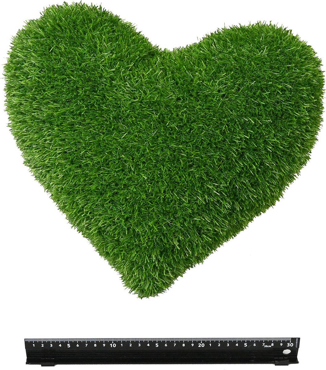 Kussen Hart 40 cm-grasfiguur-tuinknuffel-grasdieren-kunstgras-grasfiguur tuindecoratie-