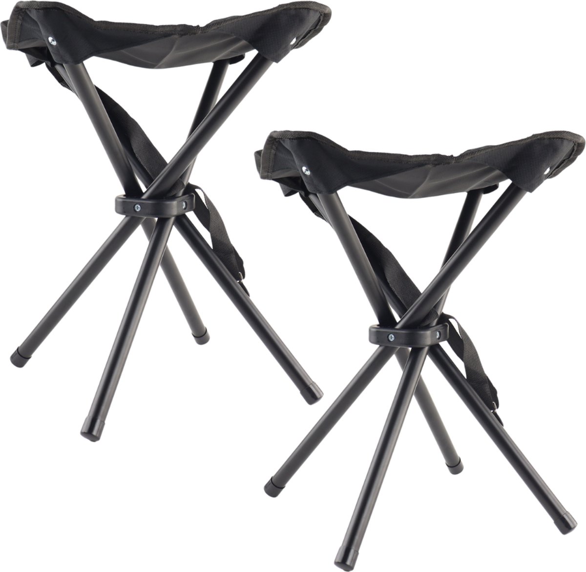 HIXA Opvouwbare kruk - 2 Stuks - Vouwkruk - Inklapbaar krukje - Zwart - 33x40cm