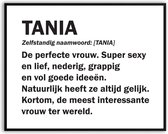 Tania Woordenboek Fotolijst met glas 50 x 70 cm - Prachtige kwaliteit - jarig - verjaardag - kado - Canvas - incl ophangsysteem - Poster - Grappig - cadeau