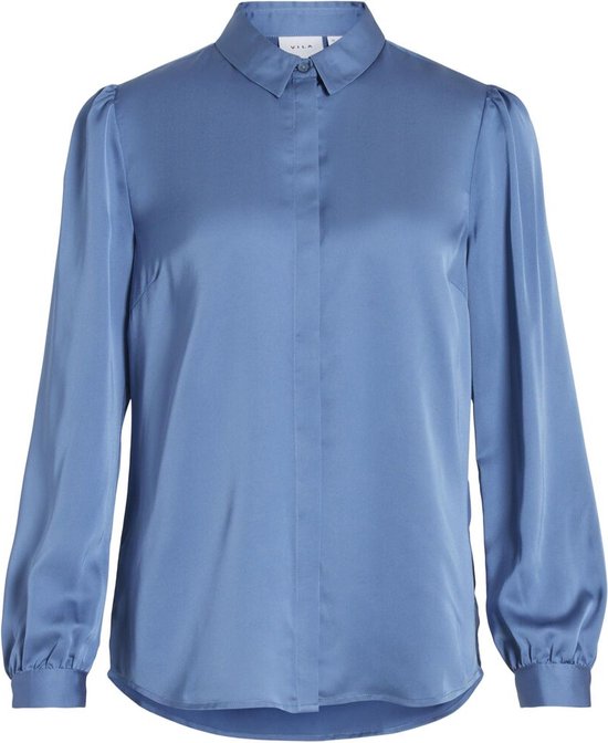 Vila Blouse Viellette Satin L/s Shirt - Noos 14063320 Coronet Blue Dames Maat - W36
