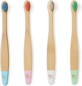 Biologische Baby Bamboe Tandenborstel | Vier Kleuren | Zachte Vezelharen | 100% Biologisch afbreekbaar Handvat | BPA Vrij | Veganistisch Eco Vriendelijke Baby Tandenborstels