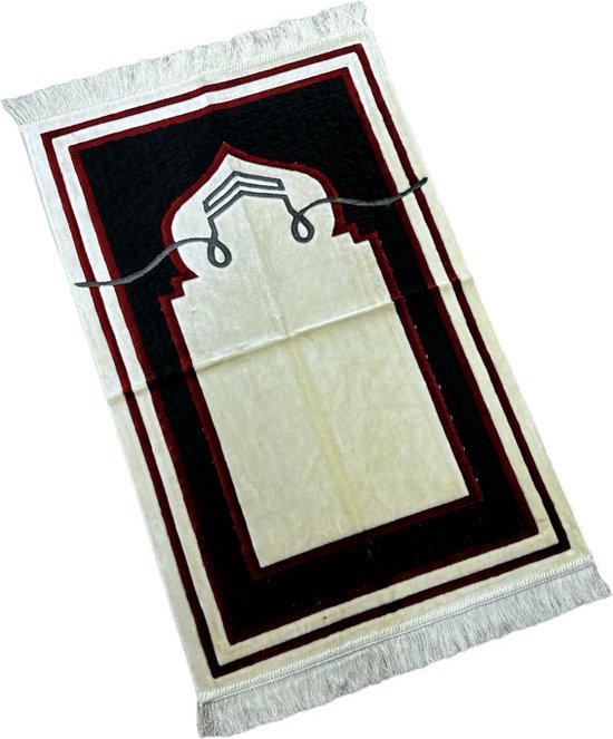 Baddal Deluxe Gebedskleed Kaba Motief Beige met zwart