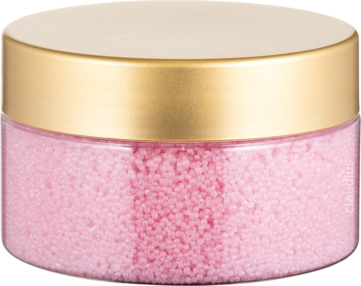 Goedkoopste Badkaviaar Rozen - 200 gram - Transparante pot met Luxe gouden deksel - bad parels voor in bad