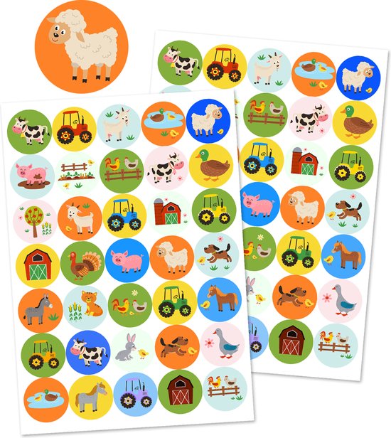 2 Stickervellen Boerderij - Stickers Kind - Knutselen Kinderen - Boerderij Stickers - Boerderijdieren Stickers - Stickervellen Jongens - Stickervellen Meisjes - Stickers voor Kinderen - Kinderboerderij
