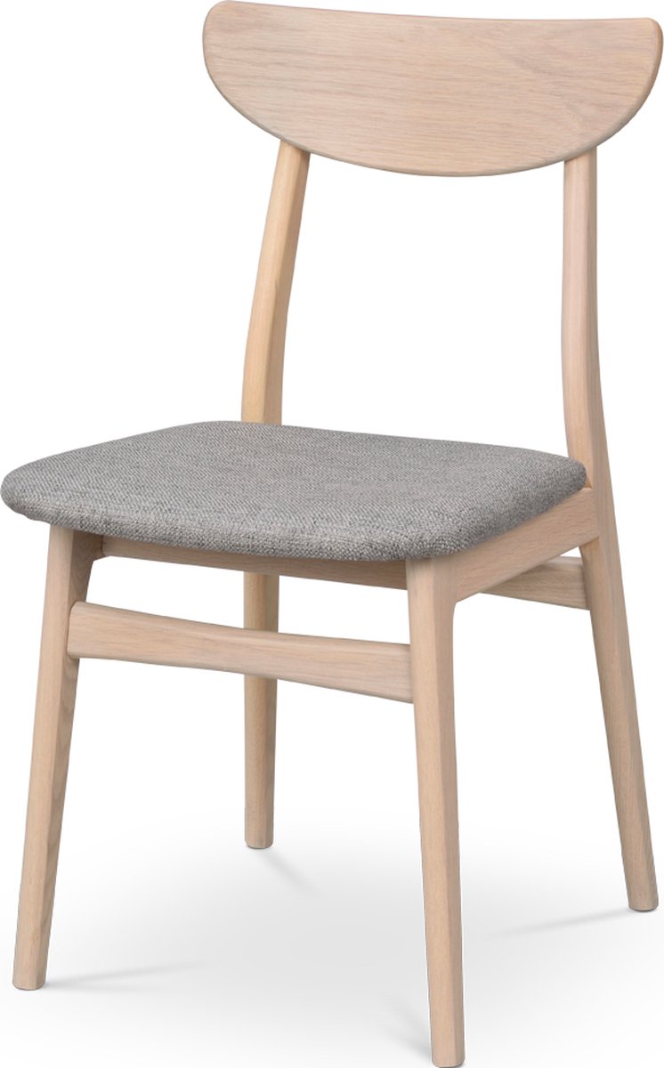 Rowico Home Rodham Eetkamerstoel Donker Eiken - Met Beige Zitting - Houten Eetkamerstoel - Stof - Design - Scandinavisch - Modern