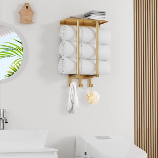 Handdoekhouder voor aan de muur 76 cm met grote opslag