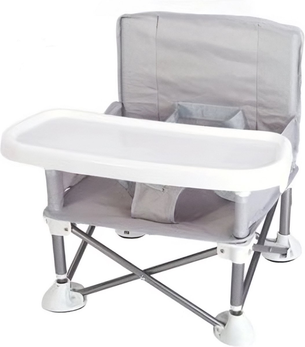 360 Living® - Kinderstoel Inklapbaar - Grijs - Eetstoel Baby - Kinderzetel - Kinderstoel Inklapbaar met Eetblad - Kinder Eetstoel
