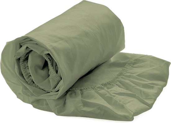 Hoeslaken Heckettlane Elementi - Simple - Satin de Coton - 90x210-220cm - Vert