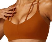 June Spring - Haut de Sport - BH - Taille S/ Small - Couleur : Cognac - Évacue l'humidité - Souple - Confortable - Ce haut de sport avec maintien intégré est de haute qualité