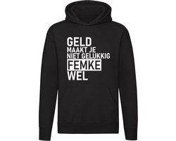 Geld maakt je niet gelukkig maar Femke wel Dames T-shirt - geld - humor - grappig - relatie - liefde - money