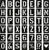 Set van 42 lettersjablonen, 5-15 cm, herbruikbare lettersjablonen, sjablonen, vintage letters van kunststof, alfabetsjabloon, knutselsjablonen voor houten borden, taartschilderen, 2,5 cm