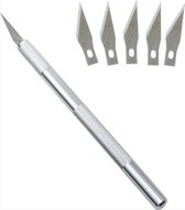 CHPN - Scalpel - Precisiemes met 5 Mesjes - Hobbymesje - Papier snijden - Voor Precisie Snijwerk - Geschikt voor Hobby en Chirurgie - RVS - Klein mesje