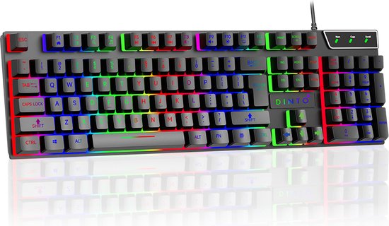 DINTO® Gaming Toetsenbord - Gaming keyboard - Led RGB - QWERTY - Zwart