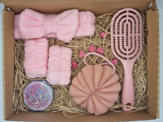 RituwellCadeau Pampering Package Femme - No. 2 | Cadeau d'anniversaire - Coffret cadeau femme - Paquet cadeau - Coffret cadeau - Bandeau, Bracelets, Brosse à cheveux, Éponge de bain, Miroir