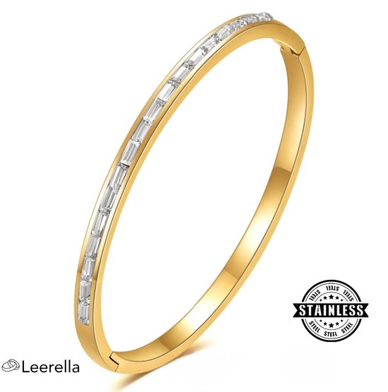 Leerella Schitterende van Bangel Damesarmbanden met Zirkonia in 18k Goudkleur - Perfect Cadeau voor Moederdag, Verjaardag of Valentijnsdag! MDL5