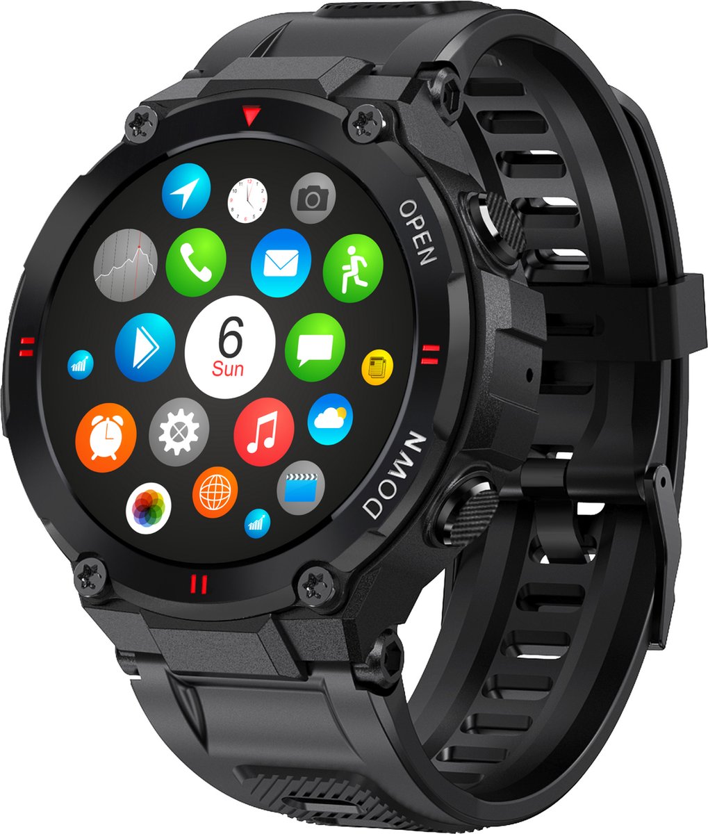 Nuvance - Outdoor Smartwatch - IP67 Waterdicht - Bluetooth Smartwatch voor Dames en Heren - Smartwatches - Sporthorloge met Stappenteller, Calorie Teller, Slaap meter - Geschikt voor alle Smartphones - Nuvance