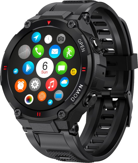 Nuvance - Outdoor Smartwatch - IP67 Waterdicht - Bluetooth Smartwatch voor Dames en Heren - Smartwatches - Sporthorloge met Stappenteller, Calorie Teller, Slaap meter - Geschikt voor alle Smartphones