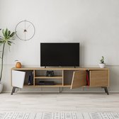 Emob- TV Meubel Modern Eiken Wit TV-meubel | x 48 x 35 | Melamine Gecoat - 180cm - Wit; Bruin