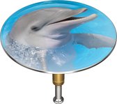 Badstop met motief dolfijn - dolfijn - stopper badkuip 72 mm universele badstop van messing met dubbele afdichting