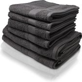 Set de Handdoeken Sorprese - Set de 6 - 4x Serviette 50x100 cm et 2x Serviette de Bain 70x140 cm - 500 g/m² - 100% Katoen - Anthracite