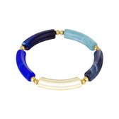 By Jule Nails & Beauty - Tube Armband Meerde Kleuren - 19,5 cm - Blauw/Goud