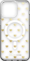iDeal of Sweden Clear Case MagSafe iPhone 15 Pro Max Golden Hearts