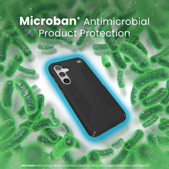 Speck hoesje geschikt voor Samsung Galaxy S24 - Ultieme Bescherming en Grip - Luxe Soft-touch Afwerking - Valbescherming gecertificeerd tot 4 meter - Microban Antibacterieel - Presidio2 Grip lijn - Zwart