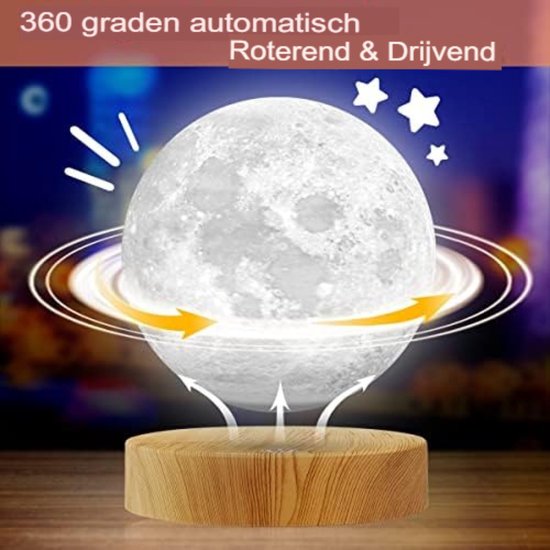 LEVITAAL | Zwevende 3D LED Maanlamp | Draadloos | Unieke Decoratie