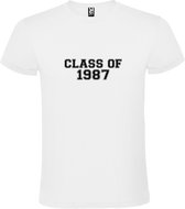 Wit T-Shirt met “Class of 1987 “ Afbeelding Zwart Size 3XL