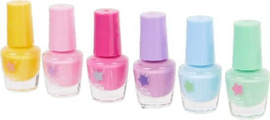 Foto: Nagellakset van 6 kindernagellak multicolor glas 6 x 3 5 ml aanmaakblokjes