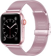 WAEYZ - Bandje Geschikt voor Apple Watch 42/44/45/49 mm Bandje Roestvast Metaal gewoven - Metalen bandje Geschikt voor Apple Watch Met Magneetsluiting - Rose Goud