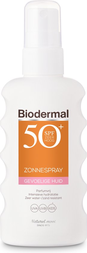 Biodermal Zonnebrand spray voor de gevoelige huid SPF 50+ - Zonnespray - ook geschikt voor kinderen - 175ml - Biodermal