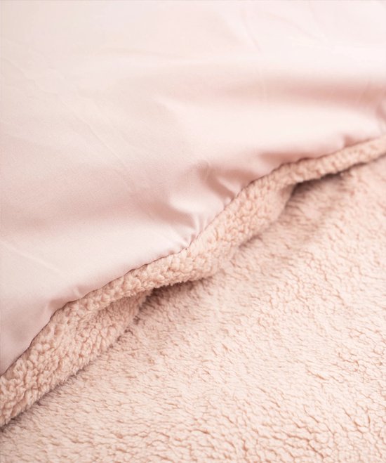 Droomtextiel Teddy Dekbedovertrek Roze - 200x200/220 cm - Luxe Teddystof - Heerlijk Zacht van Merkloos — afbeelding 2