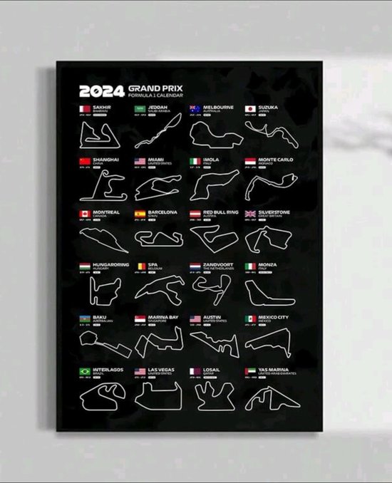 Bientje's poster - Formule 1 - Kalender 2024 - Circuit - Canvas