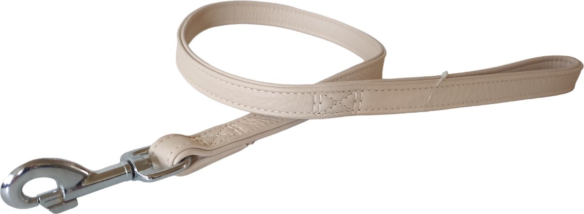 KARLIE Nordic Hondenriem - Hertenleder - Crème - Maat: L-XL - Breedte: 22 mm - Lengte: 100 cm