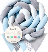 Côté tresséQualité testée – Idéal pour offrir et décorer – 200 cm (gris/blanc/bleu)