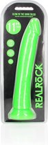 REALROCK - 11 inch - dildo - glow in the dark - ribbels - zuignap - groen