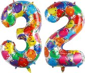 Cijfer Ballonnen Ballon Cijfer 32 Verjaardag Versiering Feest Helium Ballonnen Cijferballon Folieballon Kleur Xl Formaat