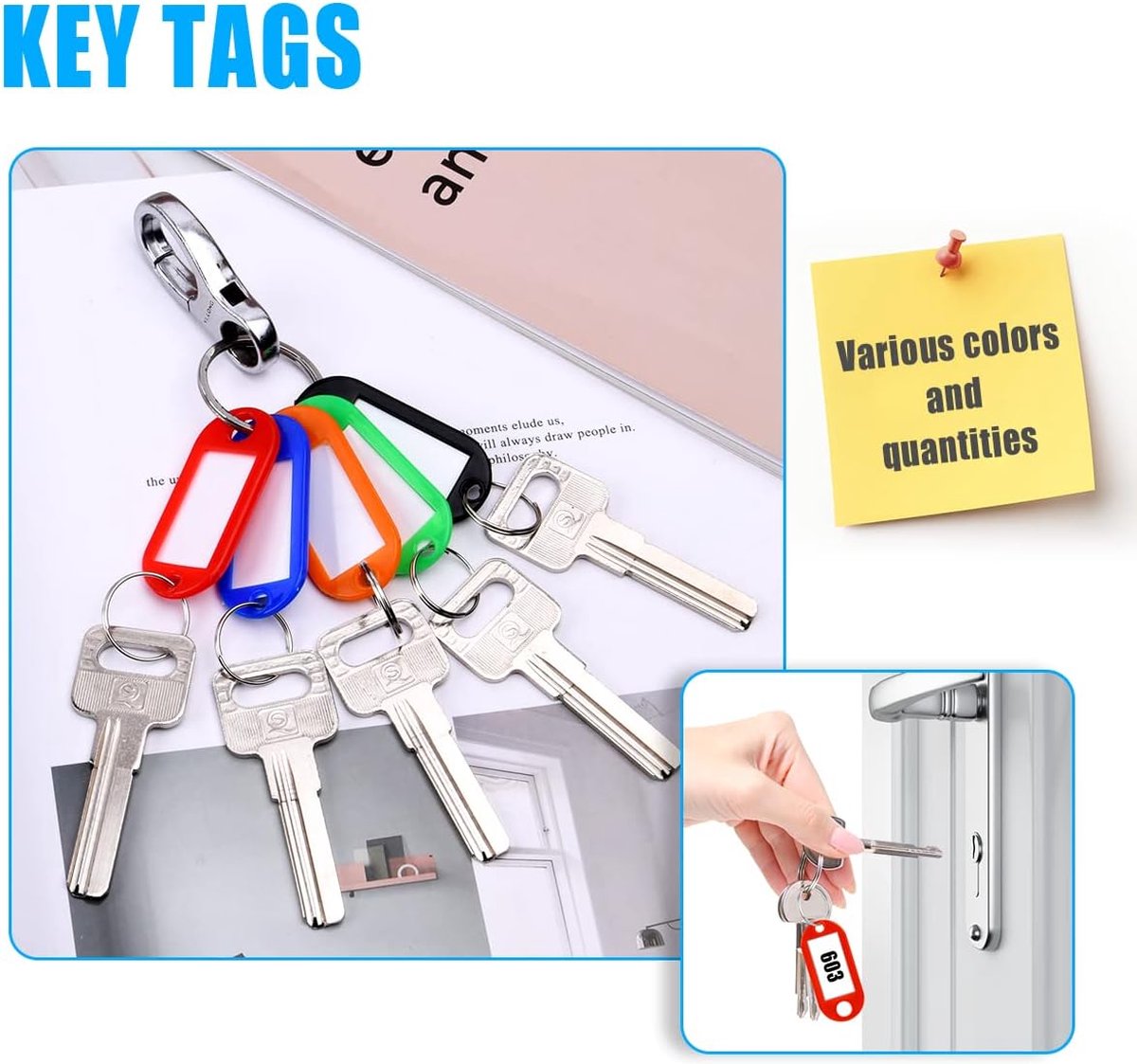 100 Porte-Clés Colorés Inscriptibles - Étiquettes Clés, Bagages Et Animaux