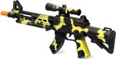 speelgoed de déguisement Pistolet de Police/soldat - mitrailleuse - noir/jaune - plastique - 38 cm